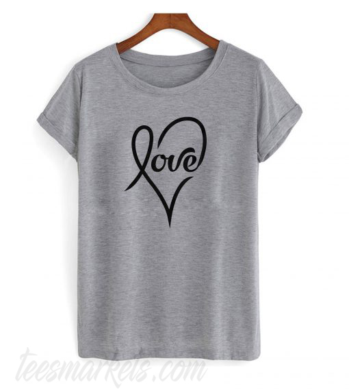 Love Cursive Heart T shirt